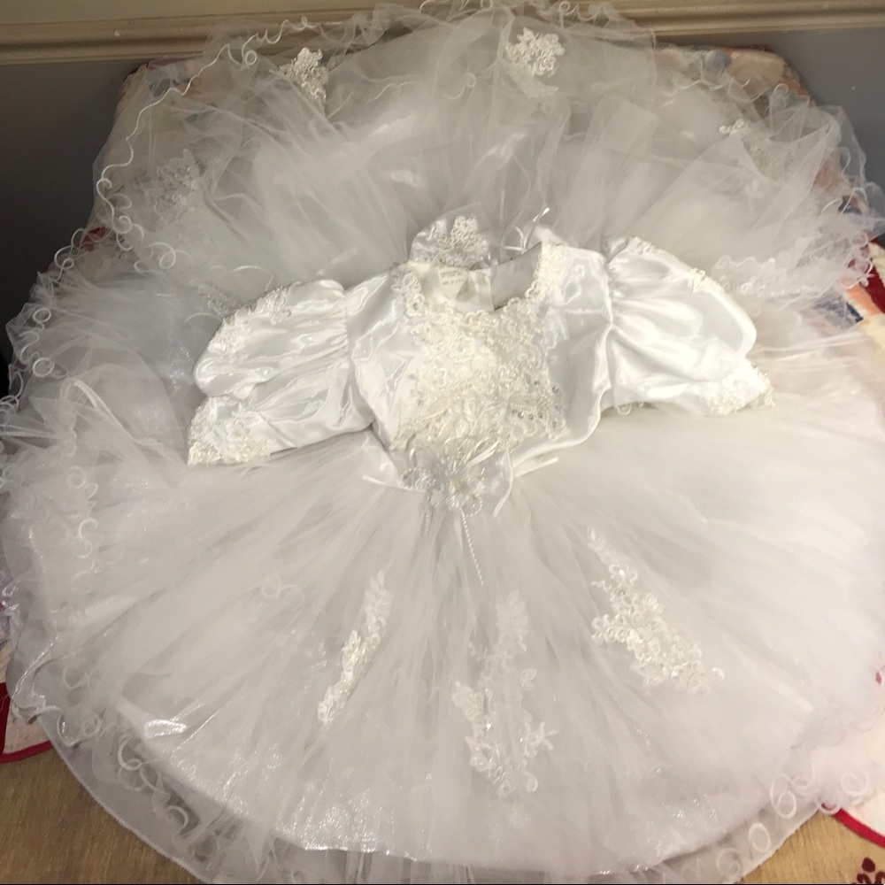 Vintage Childs Circle Wedding Bride Toddler Dress